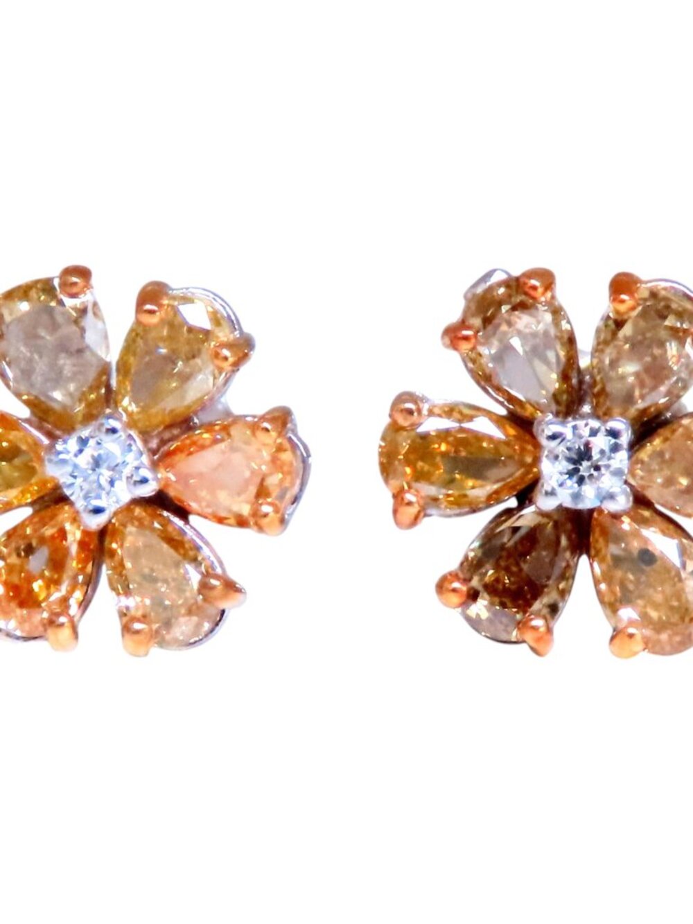 1.88ct Natural Fancy Yellow-Brown Diamond Earrings 14kt 12498*